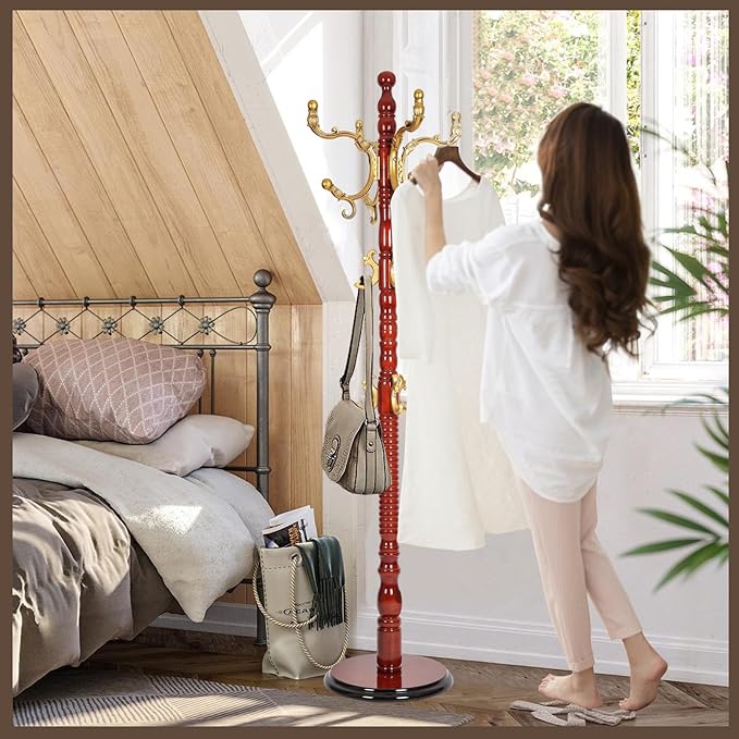 Wooden Coat Rack Freestanding, Vintage Coat Racks - Image 5
