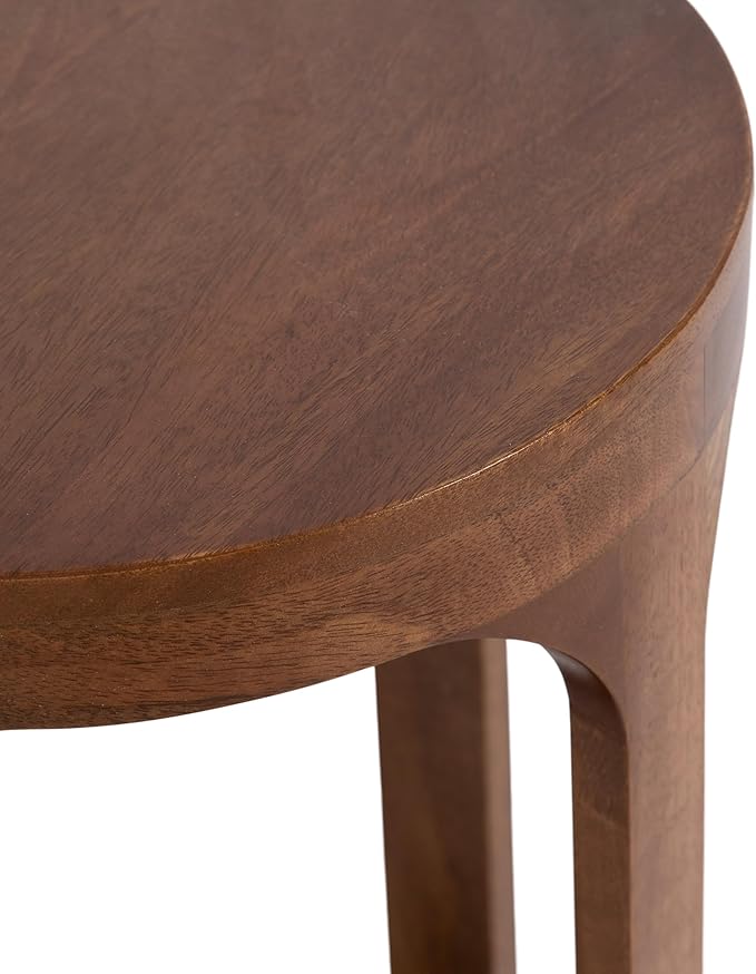 Kate and Laurel Dahl Modern Slatted Wooden Round Drink Table; 12 x 23; Walnut - Image 7