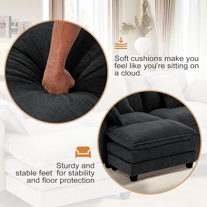 Furniliving 112‘’ L-Shaped Sofa, Luxury Chenille Modular Sectional Couches - Image 5