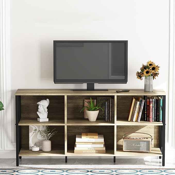 Horizontal Bookshelf Bookcase, 6 Cube Storage Organizer - Image 5