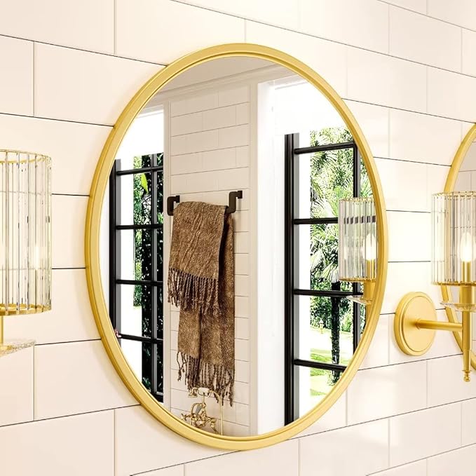 Growsun 30'' Gold Round Mirror, Circle Wall Mirror - Image 3
