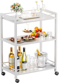 HITNET White Bar Cart, Home Bar Serving Cart, Kitchen Trolley on Wheels by HITNET