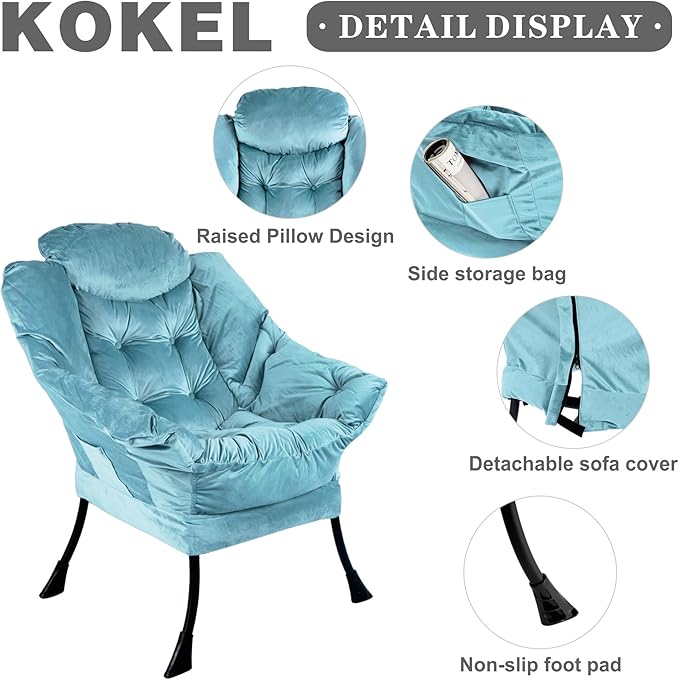 Lazy Chair with Folding Ottoman, Living Room Chairs, Accent Contemporary Lounge - Image 4