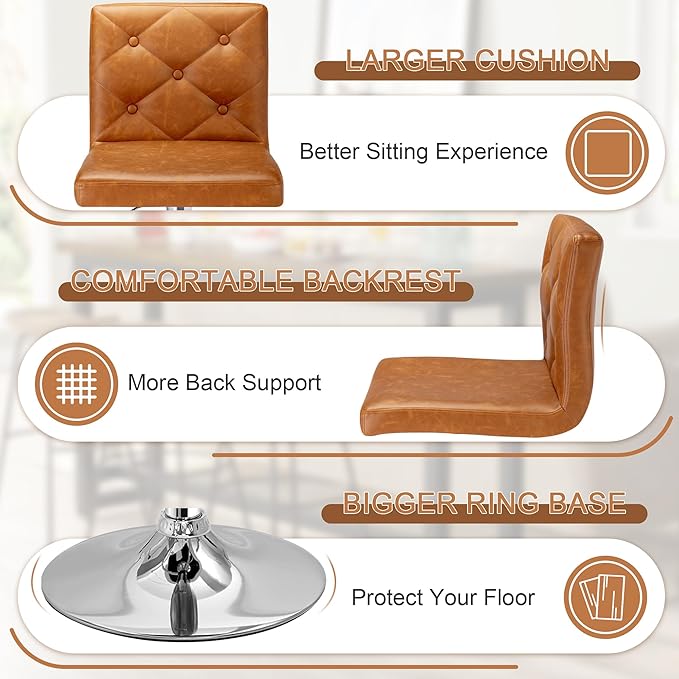 VECELO Adjustable Bar Stools Set of 2, Bar Height Stools - Image 5