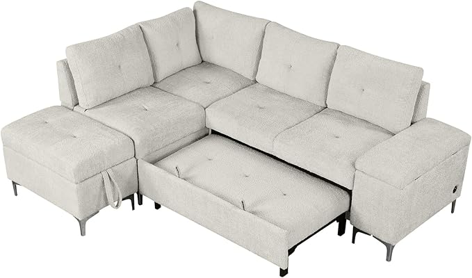 Ball & Cast 88.2" L-Shaped Sectional Pull Out Sofa - Image 4