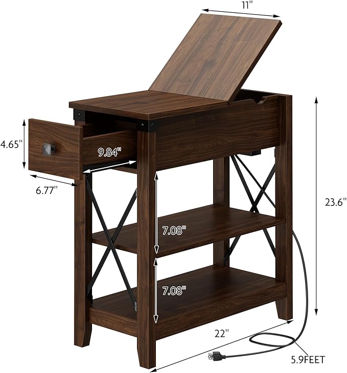 Narrow End Table with Charging Station - Image 3