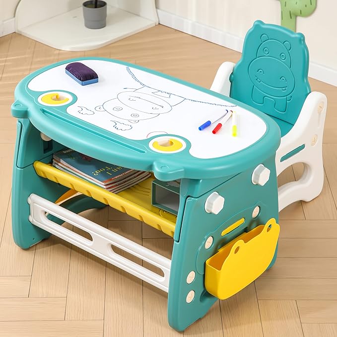 Kids Table and Chair Set The Table Can Be Graffiti and The Height Can Be Raised by WHY+TOYS