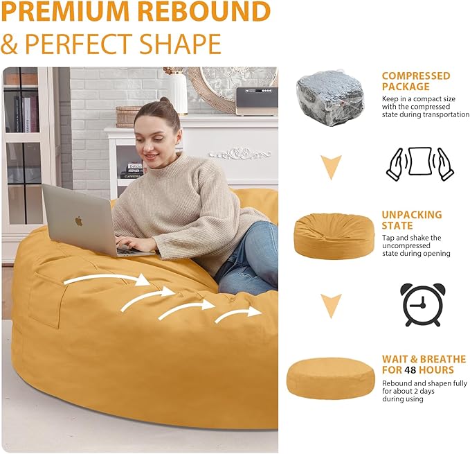 7FT Bean Bag Chair, Large Bean Bag Chairs - Image 6
