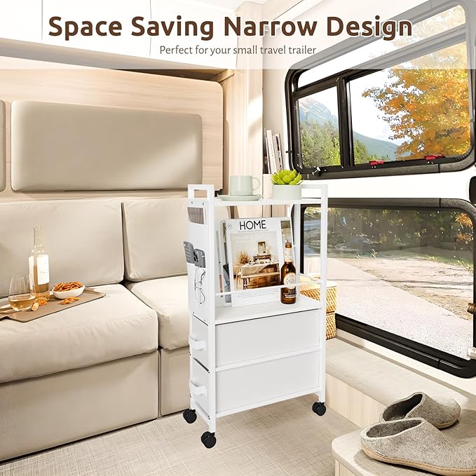 Small Narrow Side Tables for Small Spaces, Skinny Bedside End Table Nightstand - Image 7