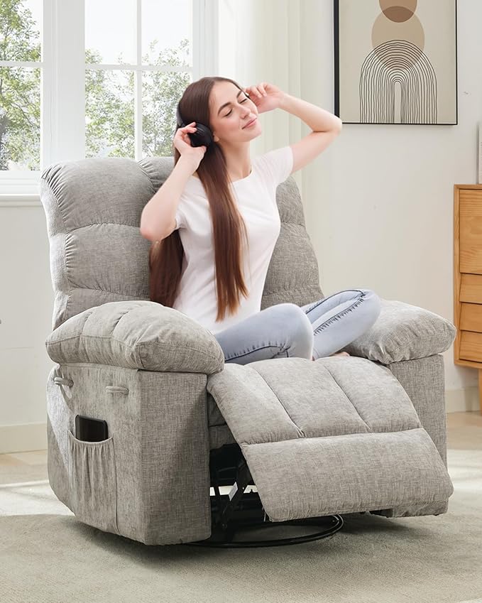 Rocking Recliner Chair, 360° Swivel Rocker Chair - Image 9