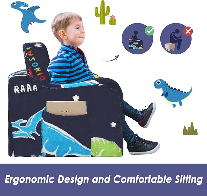 Kids Couch Extra Large, Glow in The Dark 2-in-1 Folding Kids Sofa Bed - Image 7