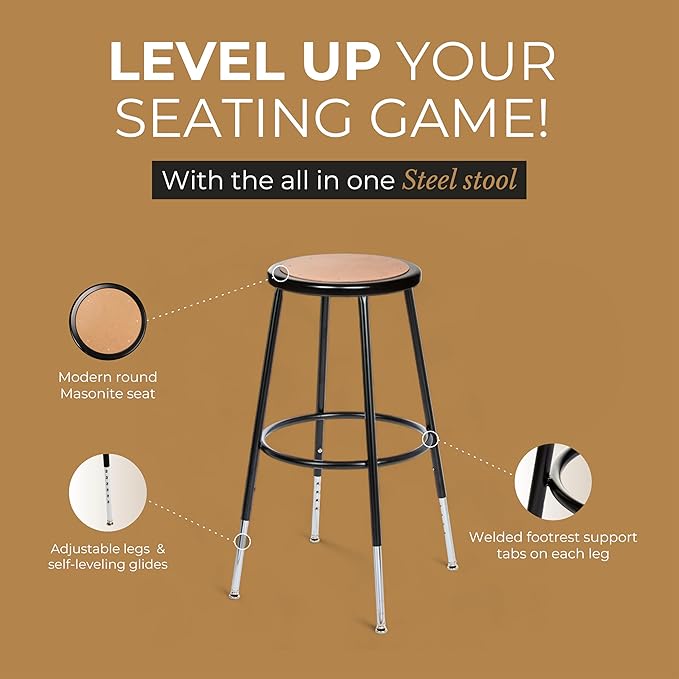OEF Furnishings (2 Pack Height Adjustable Steel Stools - Image 4