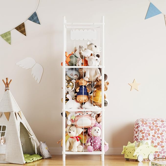 SpaceAid Stuffed Animal Storage Organizer, Wood Animals Zoo Toy Plushies - Image 2