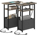 Narrow Side Table with Charging Station Set of 2, Small End Table by Unknown
