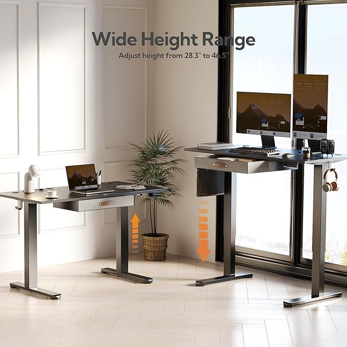 Seang Standing Desk with Drawer, 3 Memory Height Settings with Cable Grommets & - Image 7