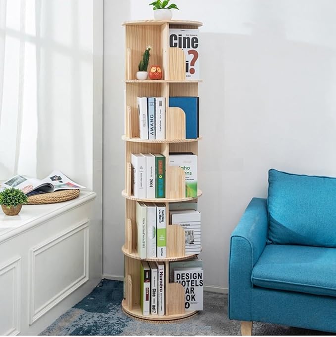 Heehee Wooden Rotating Bookshelf 360 Display Floor Standing Bookcase Storage by Heehee