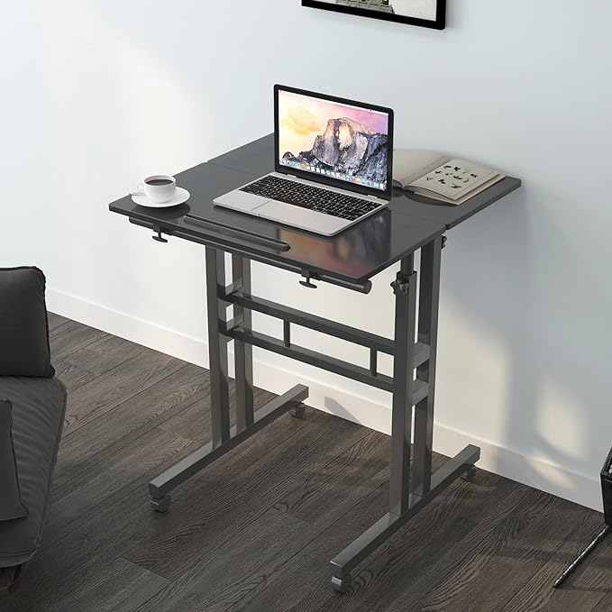 soges 23.6inches Height Adjustable Desk Laptop Desk on The Wheels, Rolling - Image 5