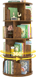 Rotating Bookshelf, Corner Bookshelf, 360 Display Wood Spinning Bookcase by Besiost