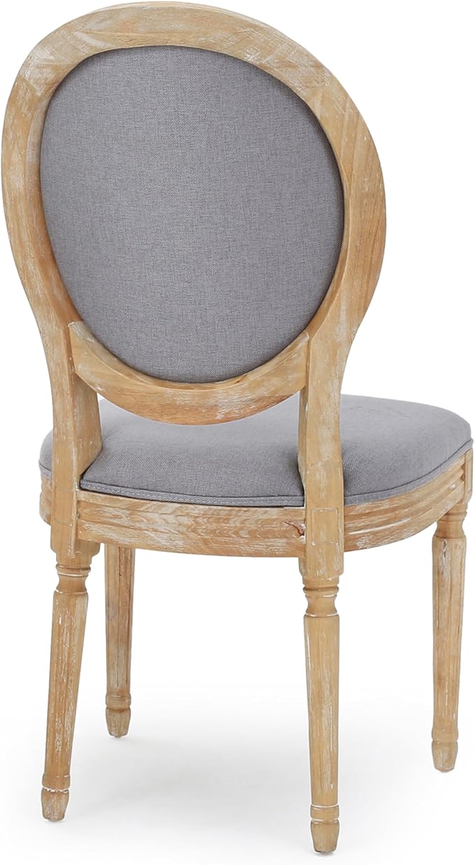 GDFStudio Hedwig French Country Fabric Dining Chairs, Light Gray + Natural - Image 7