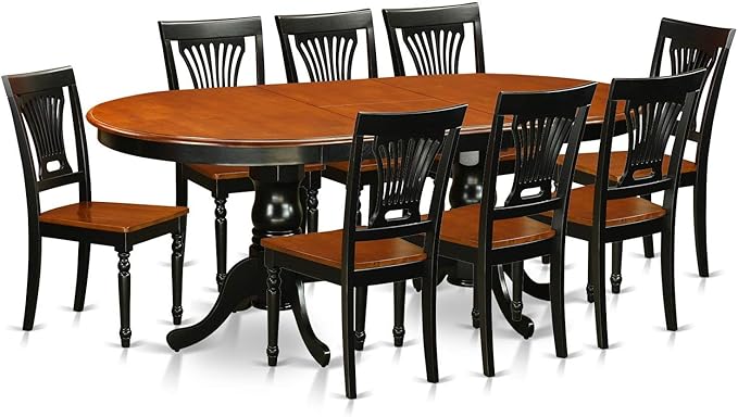 East West Furniture PLAI9-BLK-W 9 Piece Kitchen Table Set Includes an Oval by EastWestFurniture