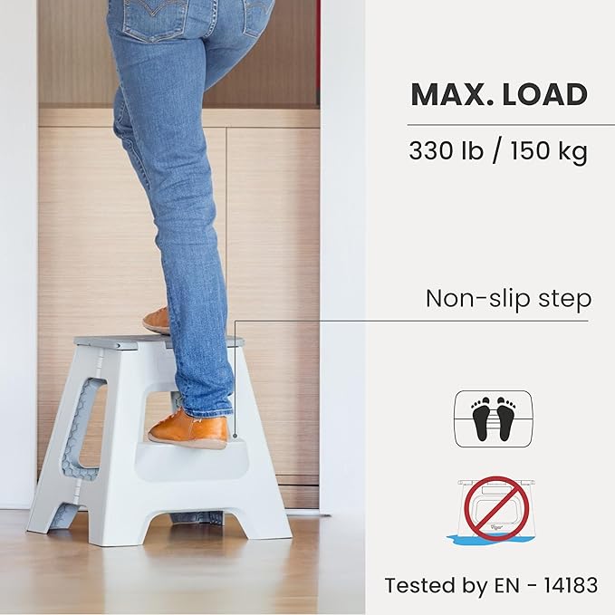 Vigar Compact Step Stool Foldable, 16-inch Two-Step Stools - Image 6