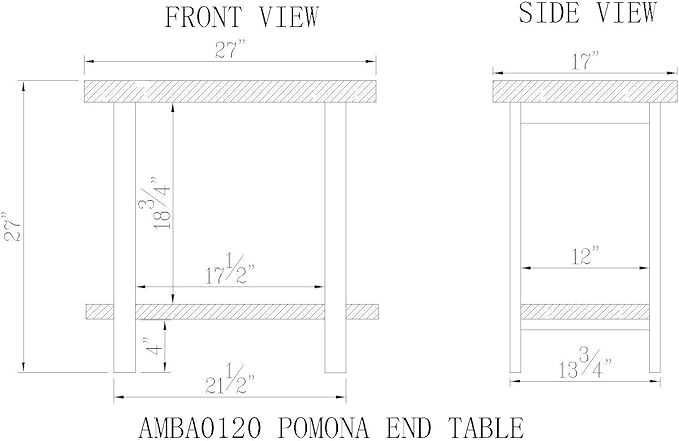 Alaterre Furniture Pomona Metal and Wood 2-Tier End Table, Living Room Furniture - Image 3