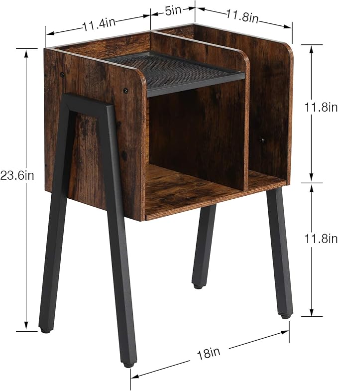 VECELO Nightstand Set of 2, Industrial End Table, Bedside Table - Image 3