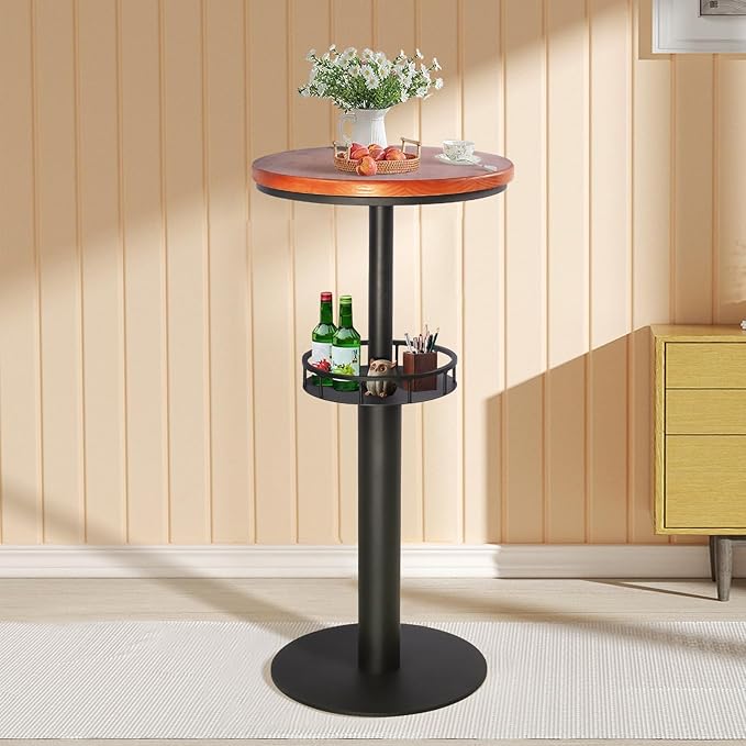 LOKKHAN 42" Tall Rustic Industrial Bar Table - Image 5