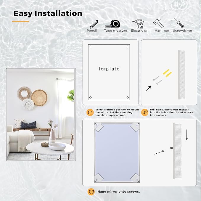 24x32 Inch Nickel Bathroom Mirror - Image 5