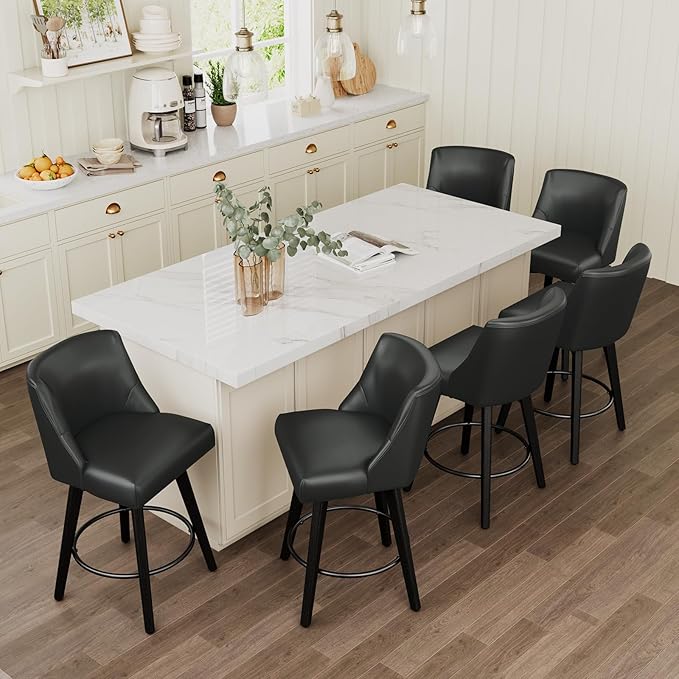 Vipbear Swivel Counter Height Bar Stools Set of 6, 26.8" H Counter Stools by VipbearLiving