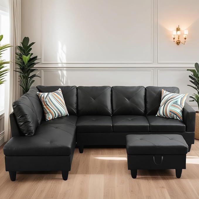 L Shaped Sectional Couches for Living Room, Modular 4 Seat Sofa - Image 3