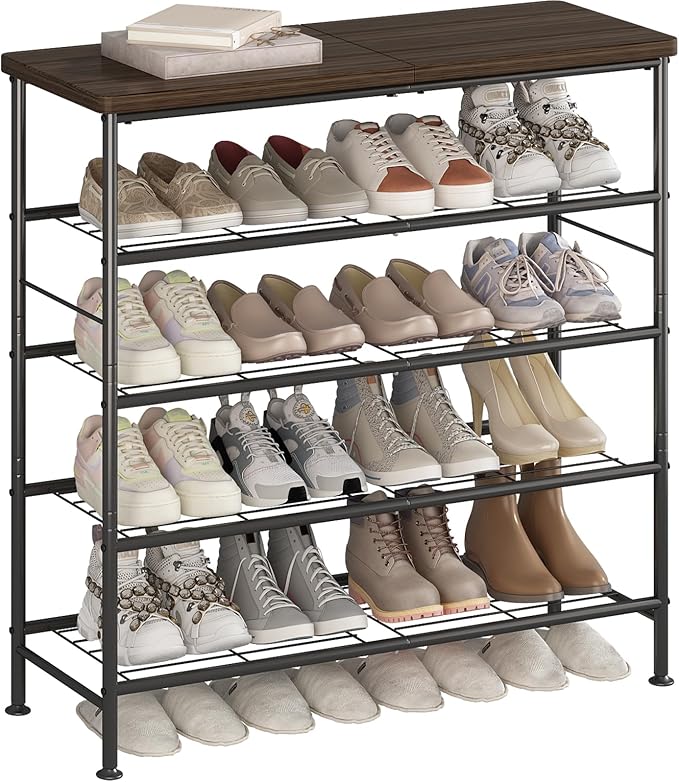 Shoe Rack Organizer 5 Tier for Closet Entryway Free Standing Metal Storage Shoe - Image 8