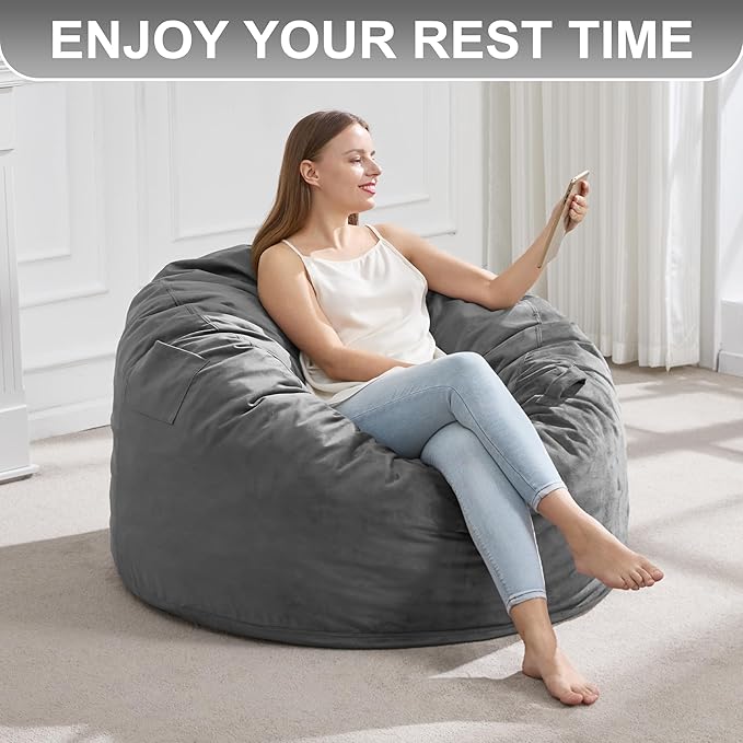 Hobestluk 3FT Bean Bag Chair Giant Bean Bag Chairs - Image 7