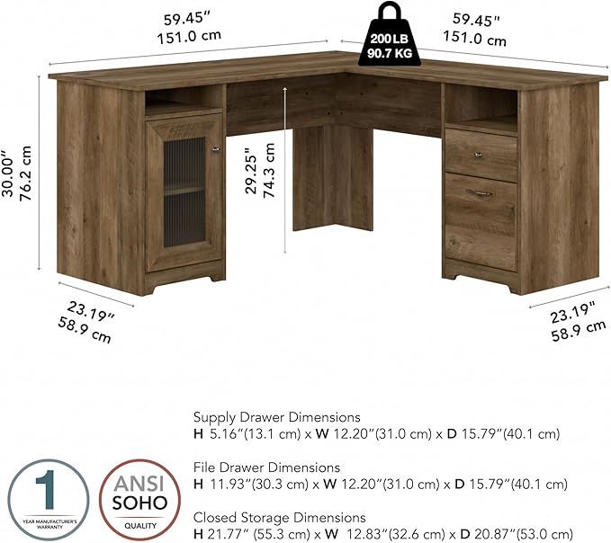 Bush Furniture Cabot 60W L Shaped Computer Desk - Image 3