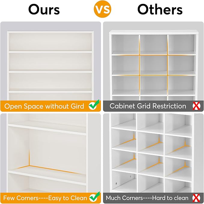 Tribesigns Shoe Cabinet, 9 Tiers 40-45 Pairs Heavy Duty Wood Freestanding Shoe - Image 6