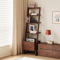 100% Solid Wood 5 Tier Ladder Shelf, Narrow Ladder Bookshelf by Vadisun