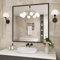 Bathroom Vanity Mirror 36x36 Inch, Matte Black Rectangle Bathroom Mirror by JISOSO