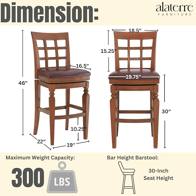 Alaterre Furniture Napa Bar Height Swivel Stool - Image 3