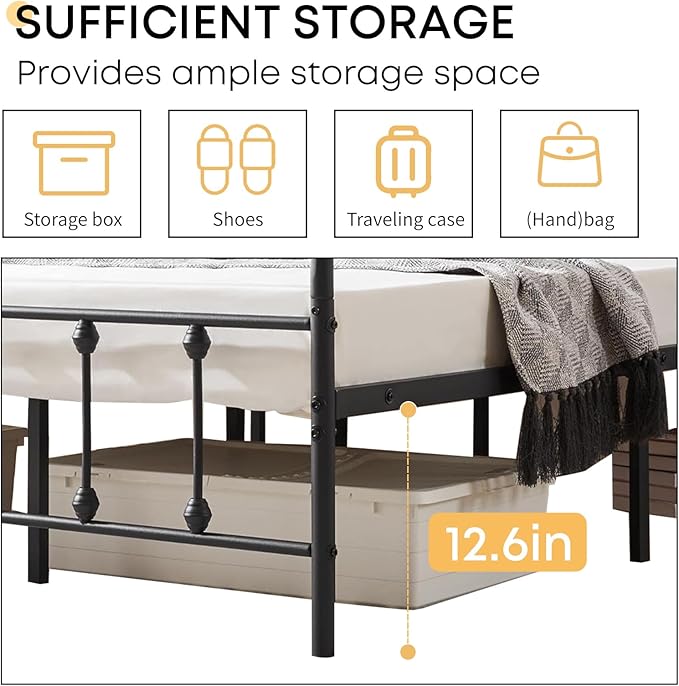 Twin Bed Frame-Classic Metal Platform Bed Frame Mattress Foundation - Image 3