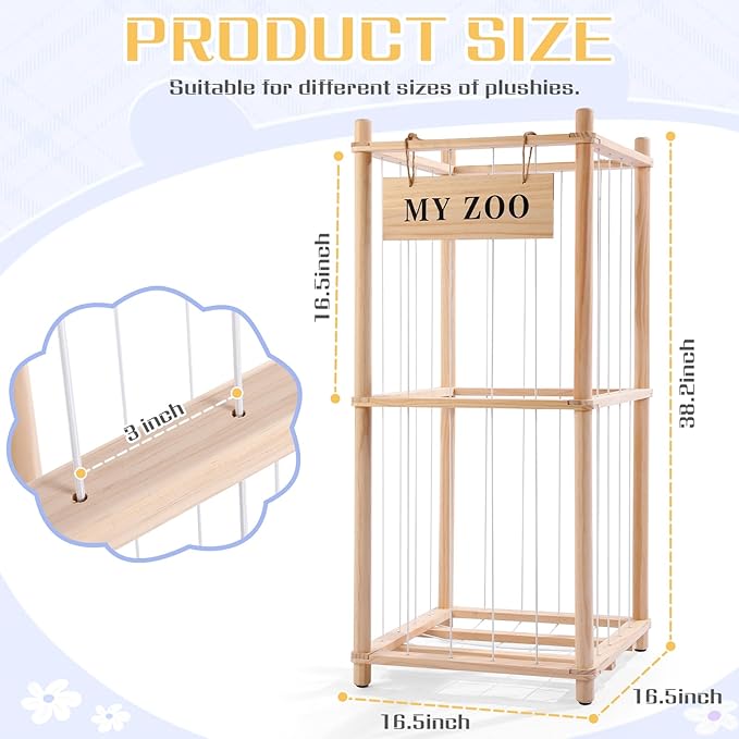 Stuffed Animal Storage Zoo, Wooden Stuffed Animal Organizer - Image 2