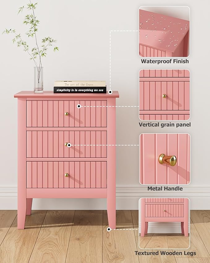 Fluted Nightstand, Farmhouse Night Stand - Image 4