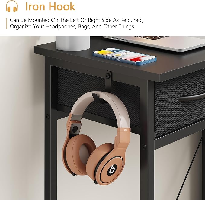 Small Computer Desk with 5 Fabric Drawers, 33 Inch Writing Desk - Image 4