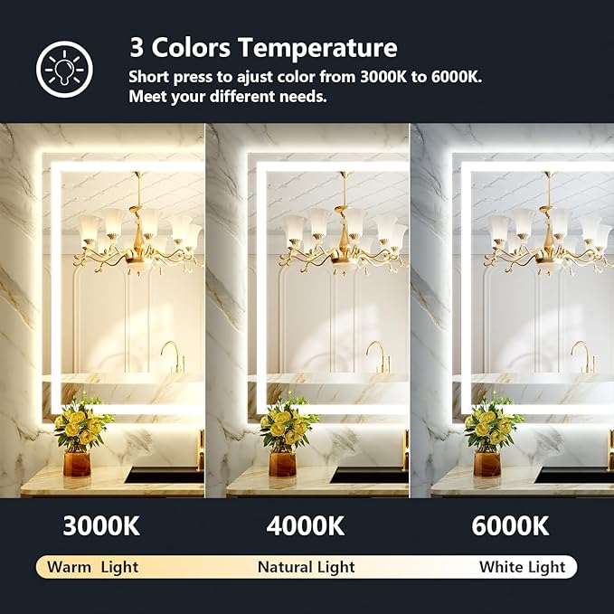 44x30 Inch LED Bathroom Mirror - Image 4