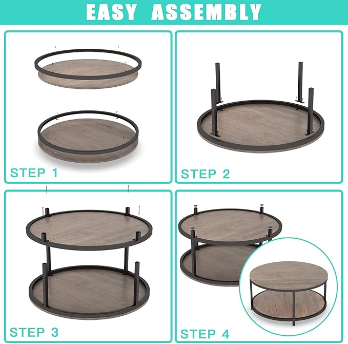 NSdirect Round Coffee Table, 36” Coffee Table - Image 7