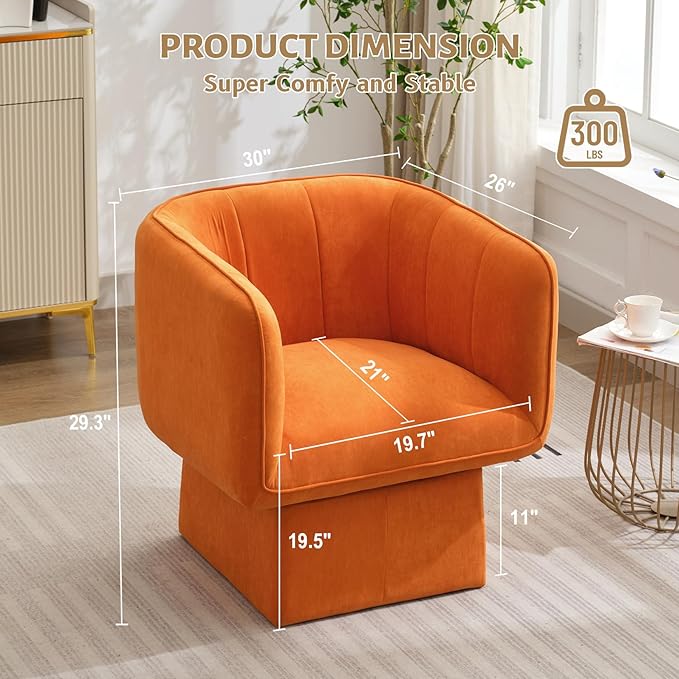 Swivel Accent Chair with Armrest, Modern Velvet Barrel Chair 360 Degree with - Image 2