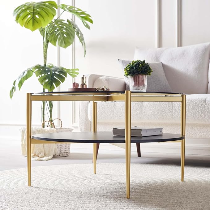 Round Coffee Table for Living Room, Mid-Century Modern Design, D30 x H17 - Image 5