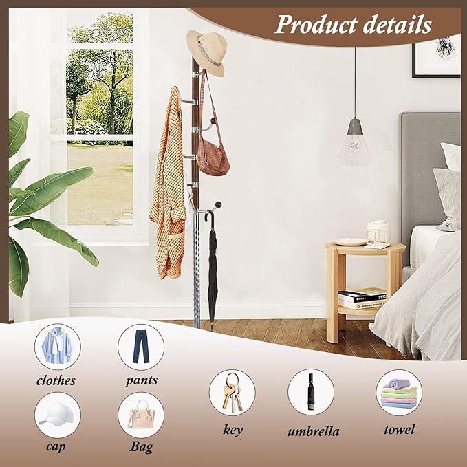 Wooden Coat Rack Freestanding, Vintage Coat Racks - Image 6