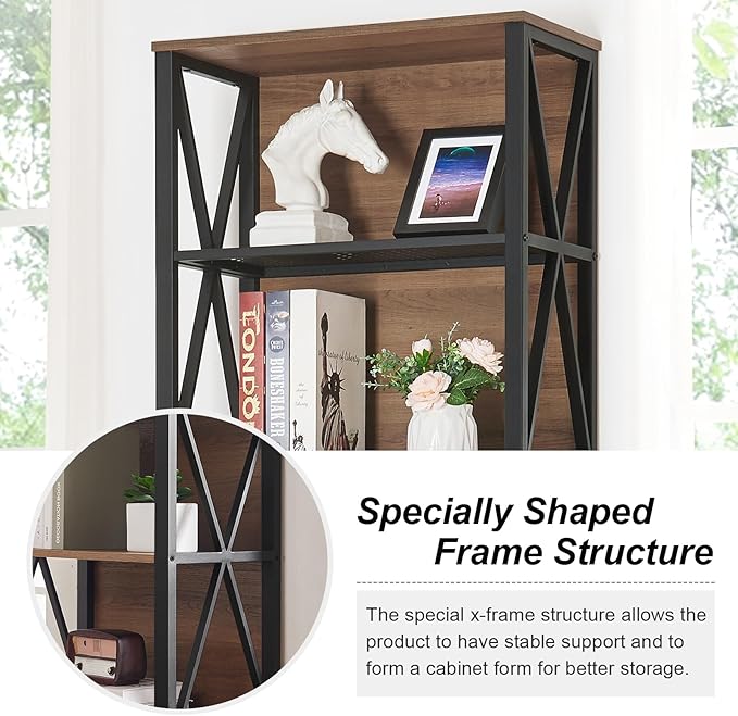 HOMISSUE Tall Bookshelf, 7-Tier Book Shelf, Rustic Wood Metal Bookshelves and - Image 5