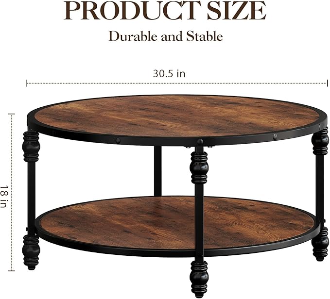 Round Coffee Table, Living Room Center Table - Image 2