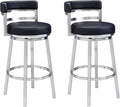 Armen Living Madrid 30" Seat Height Swivel Modern Black Faux Leather and by ArmenLiving